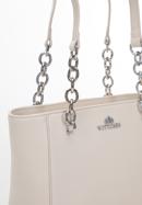 Kleine Shopper-Tasche aus Leder mit Kette, Creme-Silber, 98-4E-611-P, Bild 5