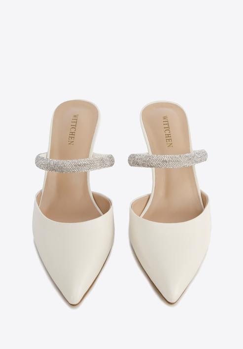 Stiletto-Pantoletten aus Leder, Creme, 96-D-957-0-41, Bild 2