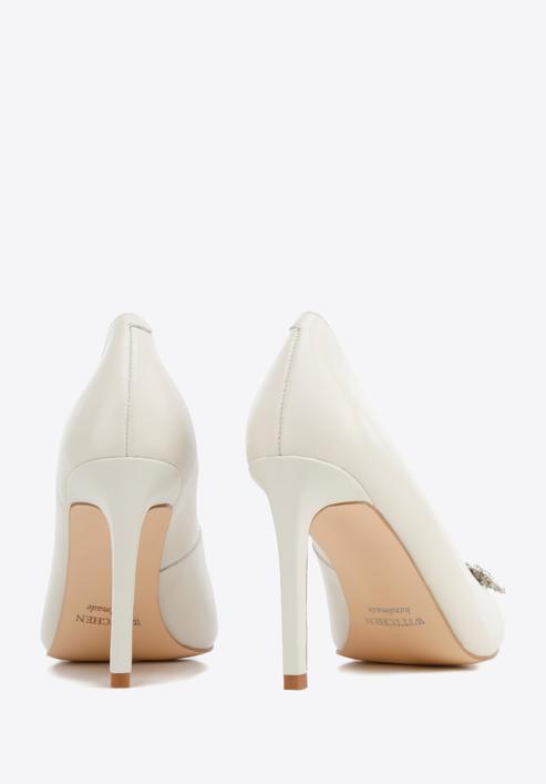 Stilettos aus Leder mit glänzender Schnalle, Creme, 96-D-956-Z-35, Bild 5