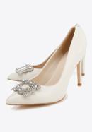 Stilettos aus Leder mit glänzender Schnalle, Creme, 96-D-956-Z-38, Bild 9