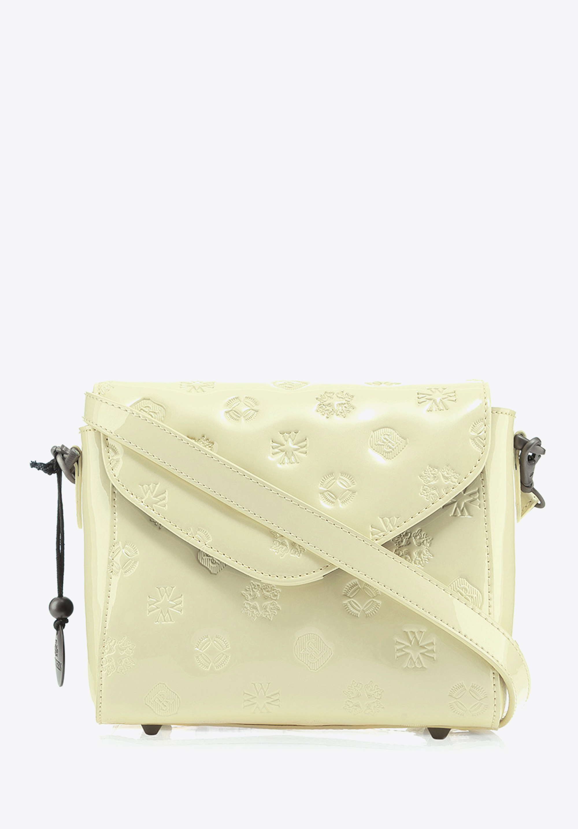 UMHÄNGETASCHE AUS LACKLEDER MIT PRÄGUNG, Creme, 34-4-601-K, Bild 1