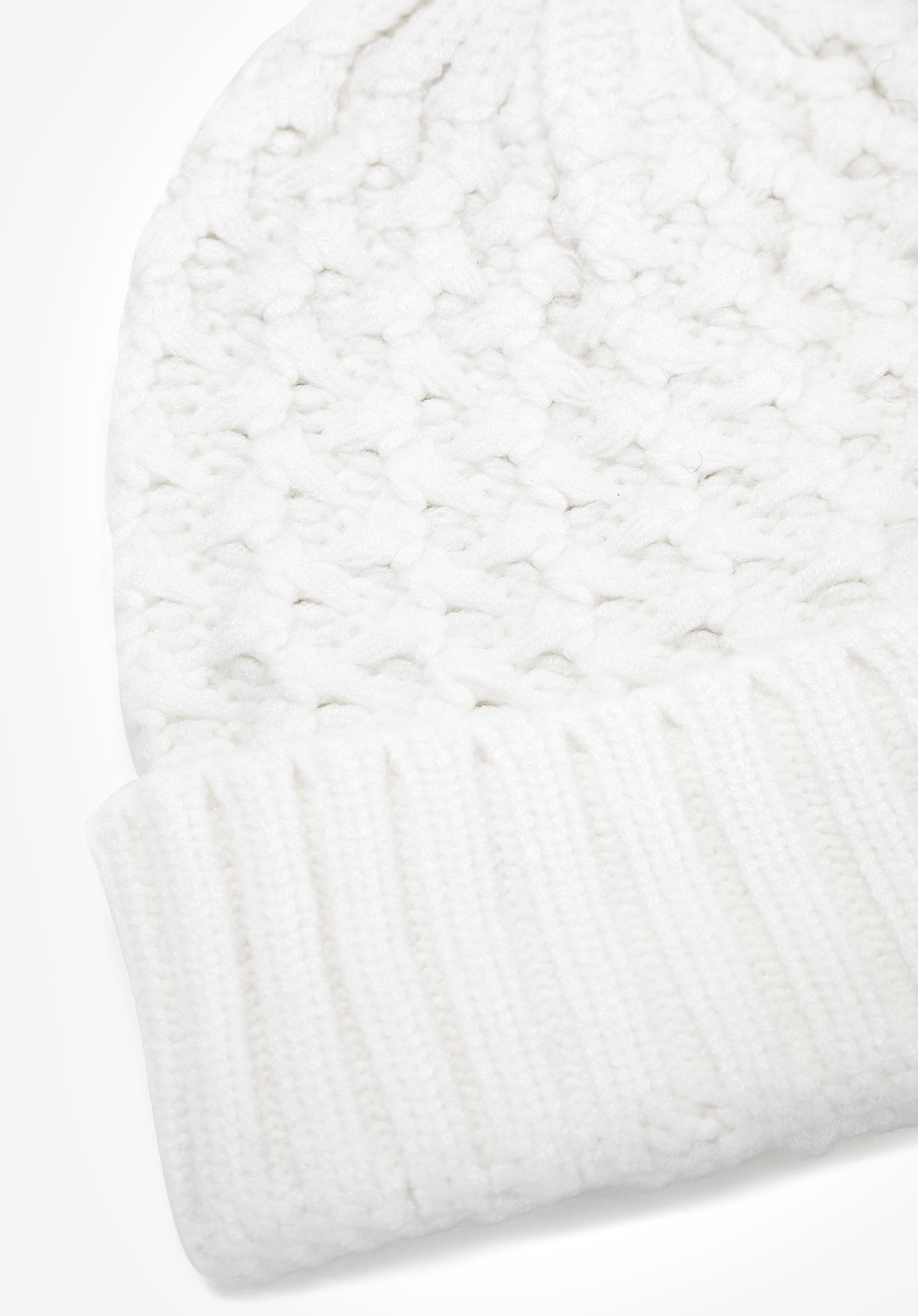 Wintermütze für Damen mit dekorativem Geflecht, Creme, 95-HF-011-0, Bild 1