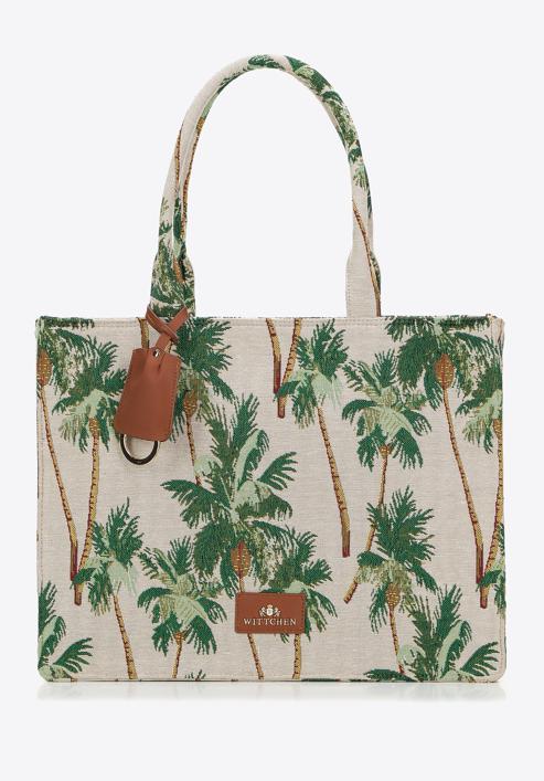 Große Shopper-Tasche mit Muster, cremegrün, 97-4E-502-X6, Bild 1