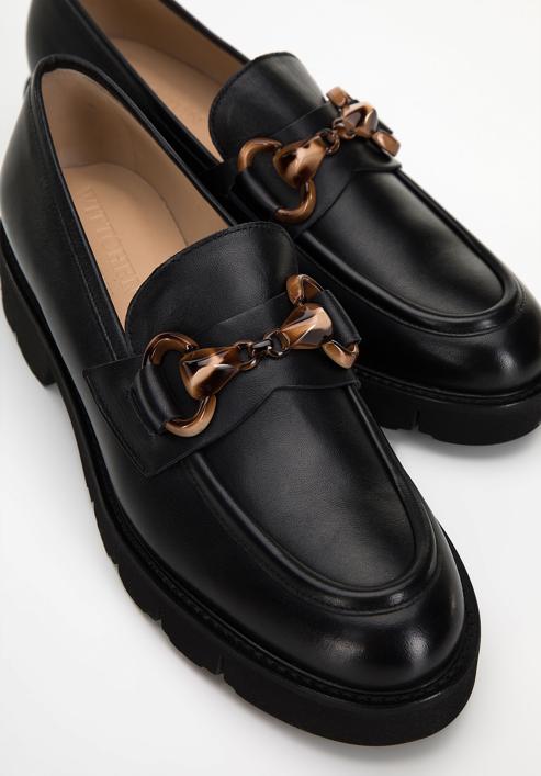Dámské kožené boty s přezkou na platformě, černá, 98-D-103-1-38_5, Obrázek 7