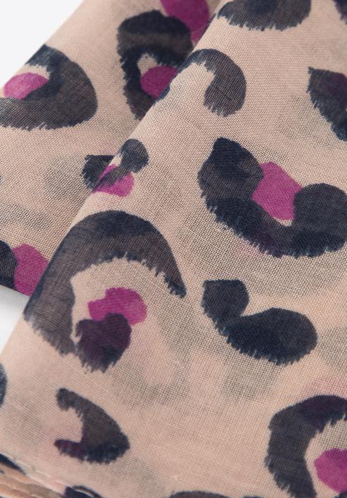 Dámský jemný šátek s leopardím potiskem, -, 98-7D-X03-X1, Obrázek 3