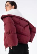 Dámská bunda lemovaným límcem a ekologickou kožešinou, dar red, 97-9D-901-3-L, Obrázek 2