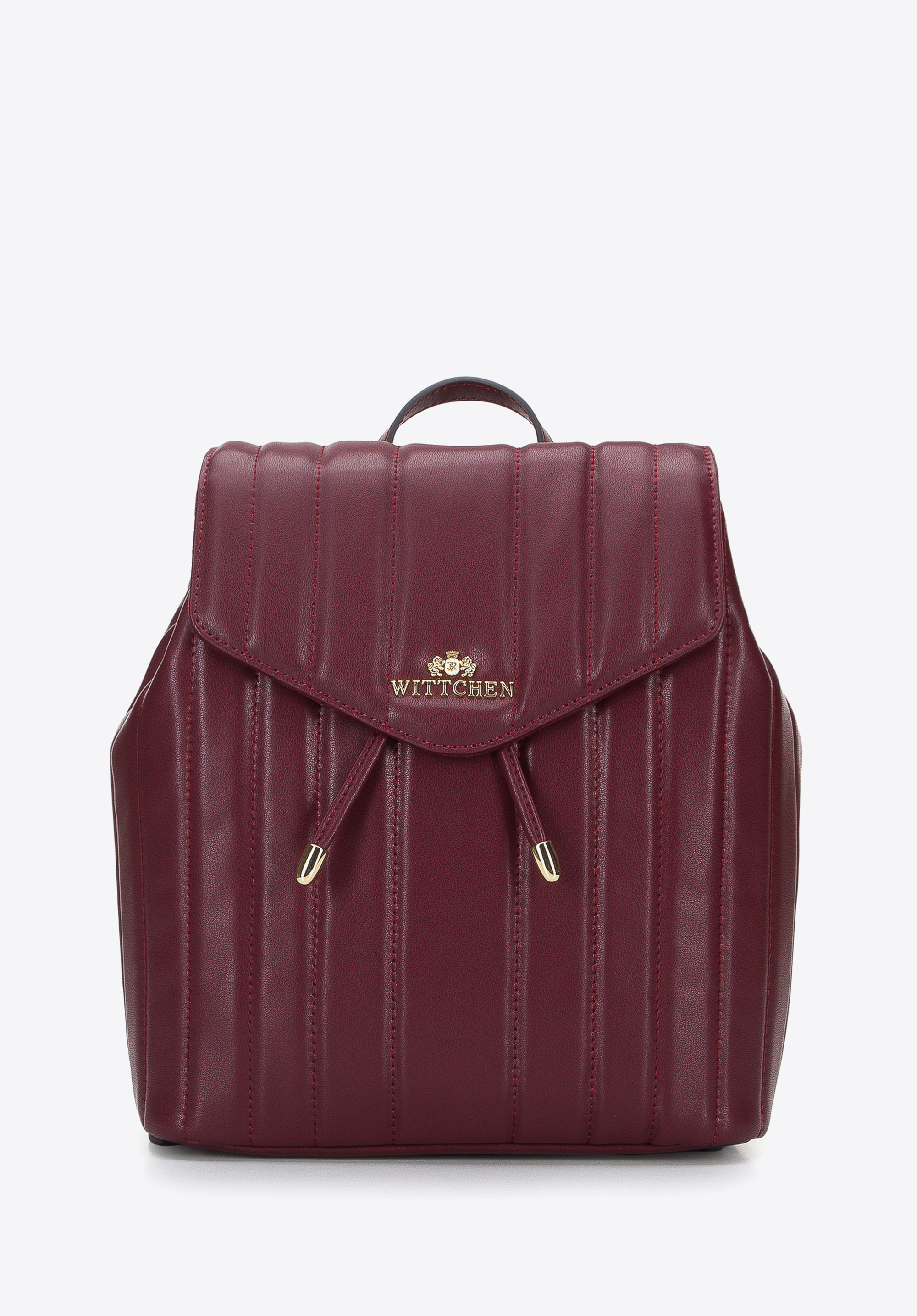 Damen-Rucksack aus Leder mit Längssteppung, dar rot, 96-4E-619-3, Bild 1