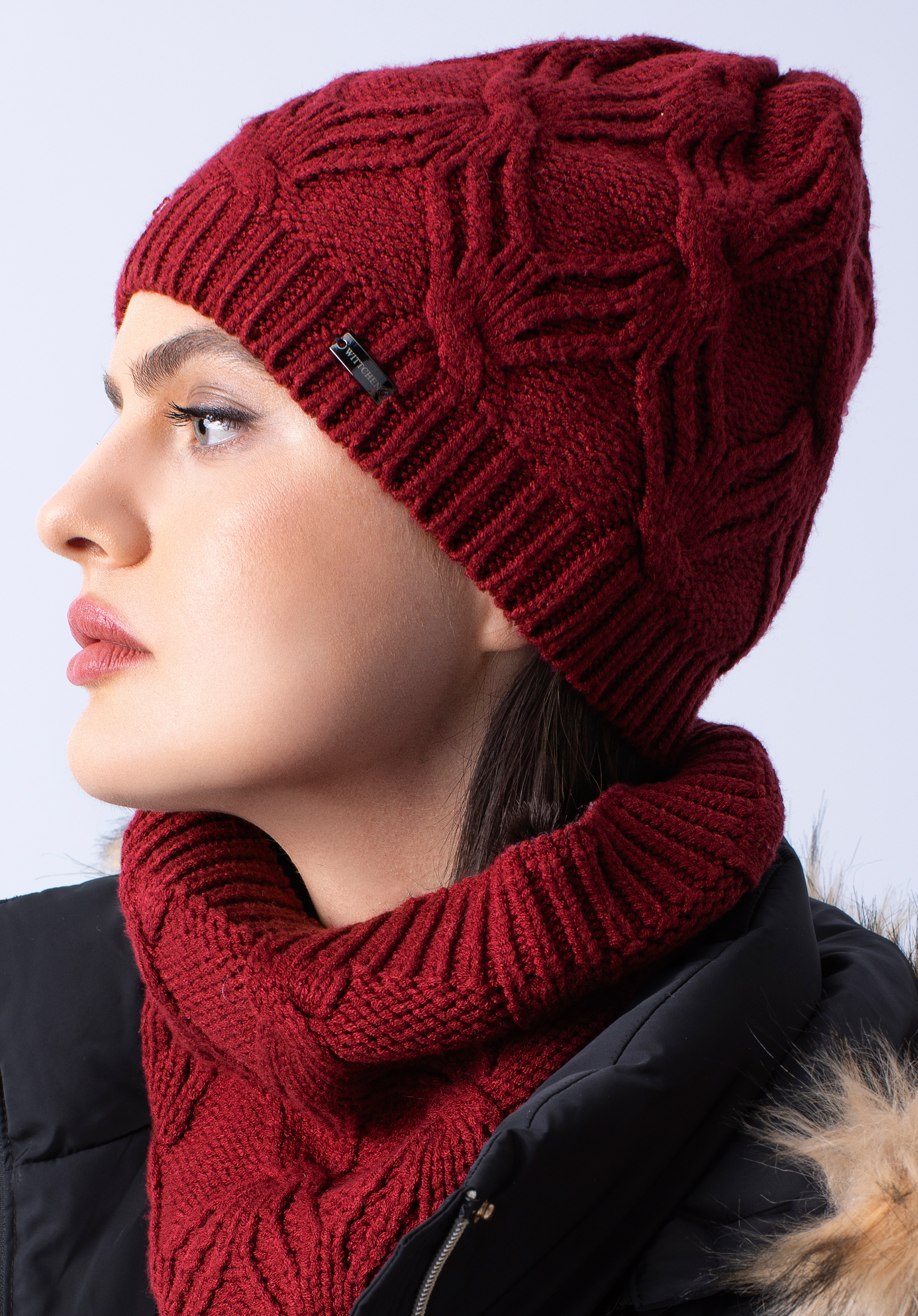 Wintermütze mit Zopfmuster für Damen