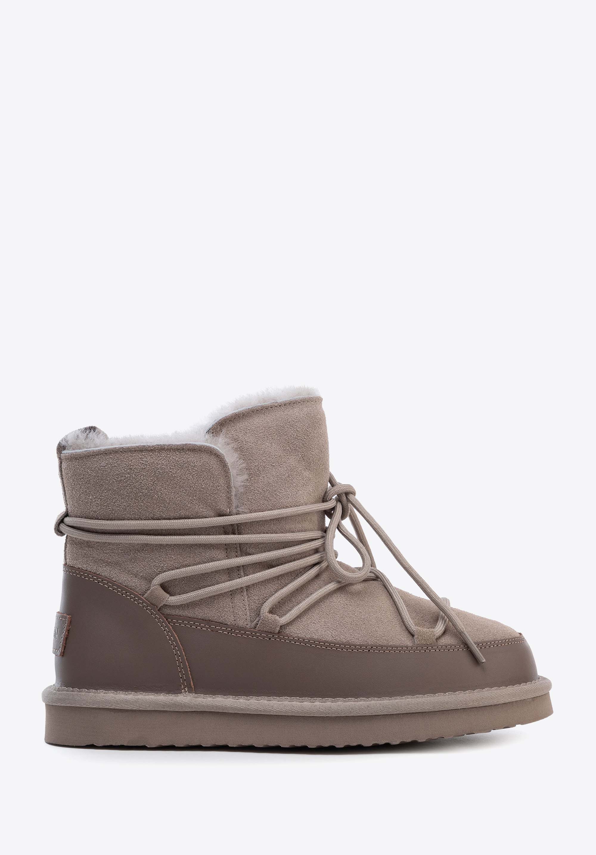 Damen-Schneestiefel aus Wildleder mit Futter aus Schafwolle, dunkelbeige, 103-D-852-8-40, Bild 1
