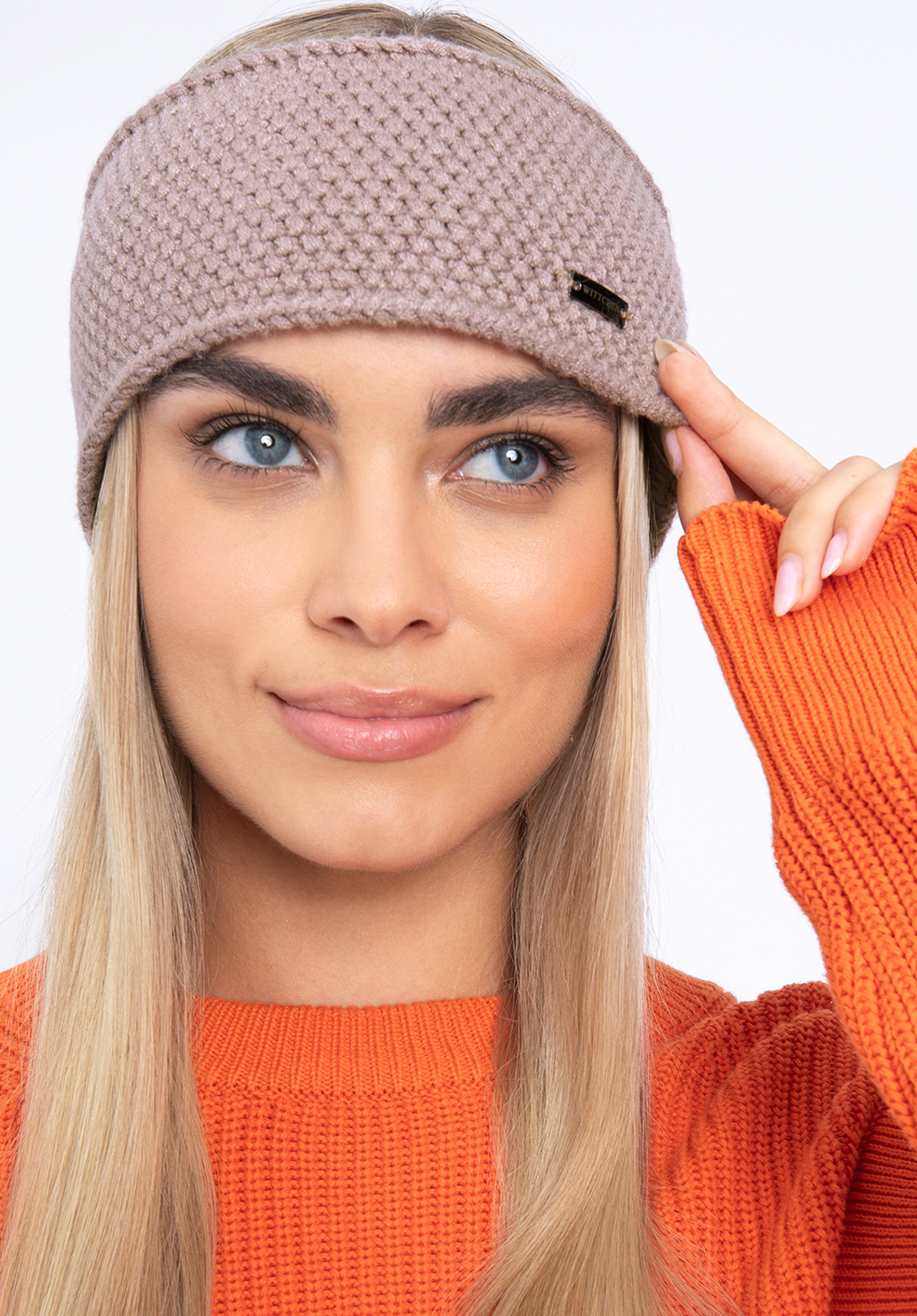 Fein gewebtes Stirnband für Damen, dunkelbeige, 97-7F-201-8, Bild 1