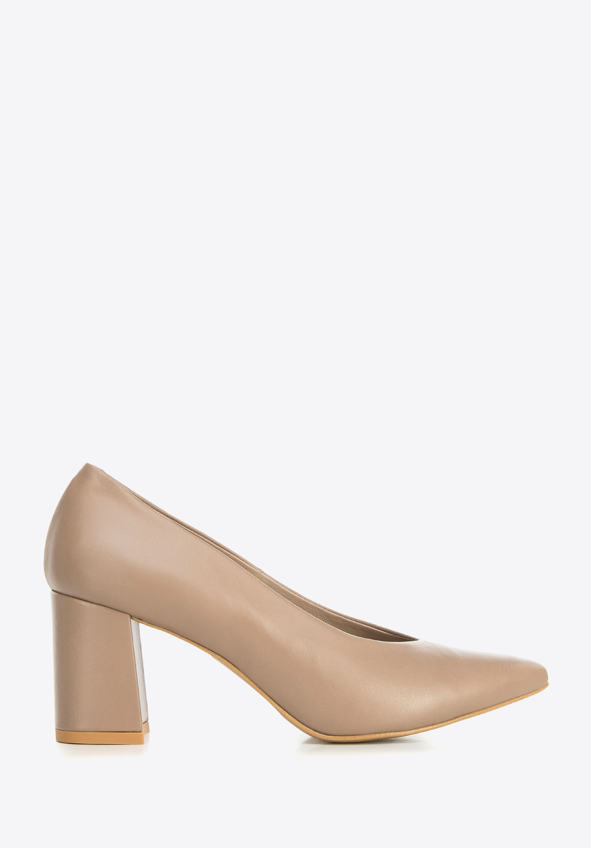 Pumps aus Leder mit Aussschnitt, dunkelbeige, 94-D-802-9-36, Bild 1