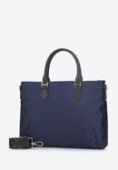 12-Zoll-Laptoptasche für Damen aus Jacquard mit Lederbändern, dunkelblau, 95-4-903-N, Bild 2