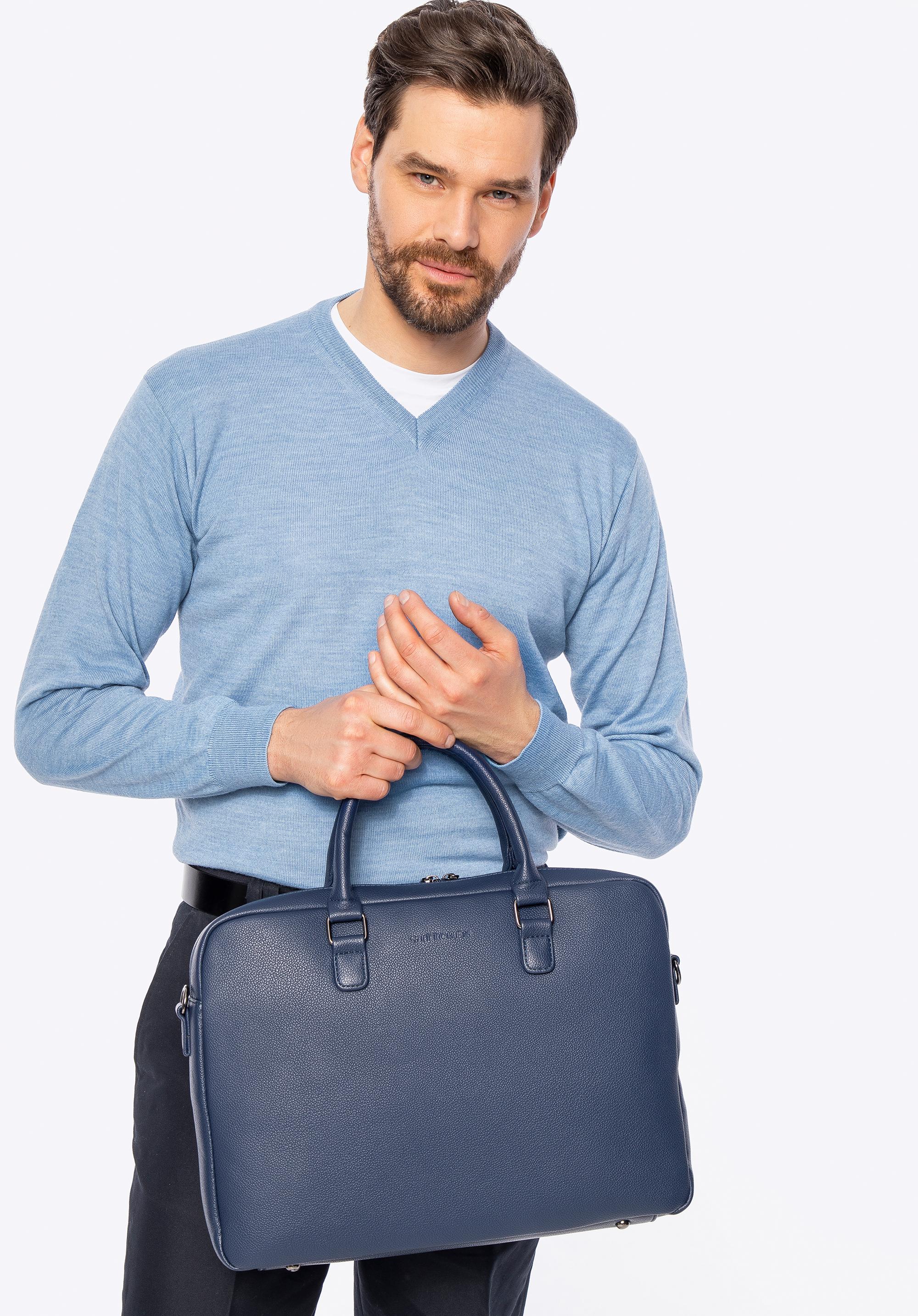 16“ Laptop-Tasche aus Kunstleder für Männer, dunkelblau, 100-3P-909-7, Bild 1