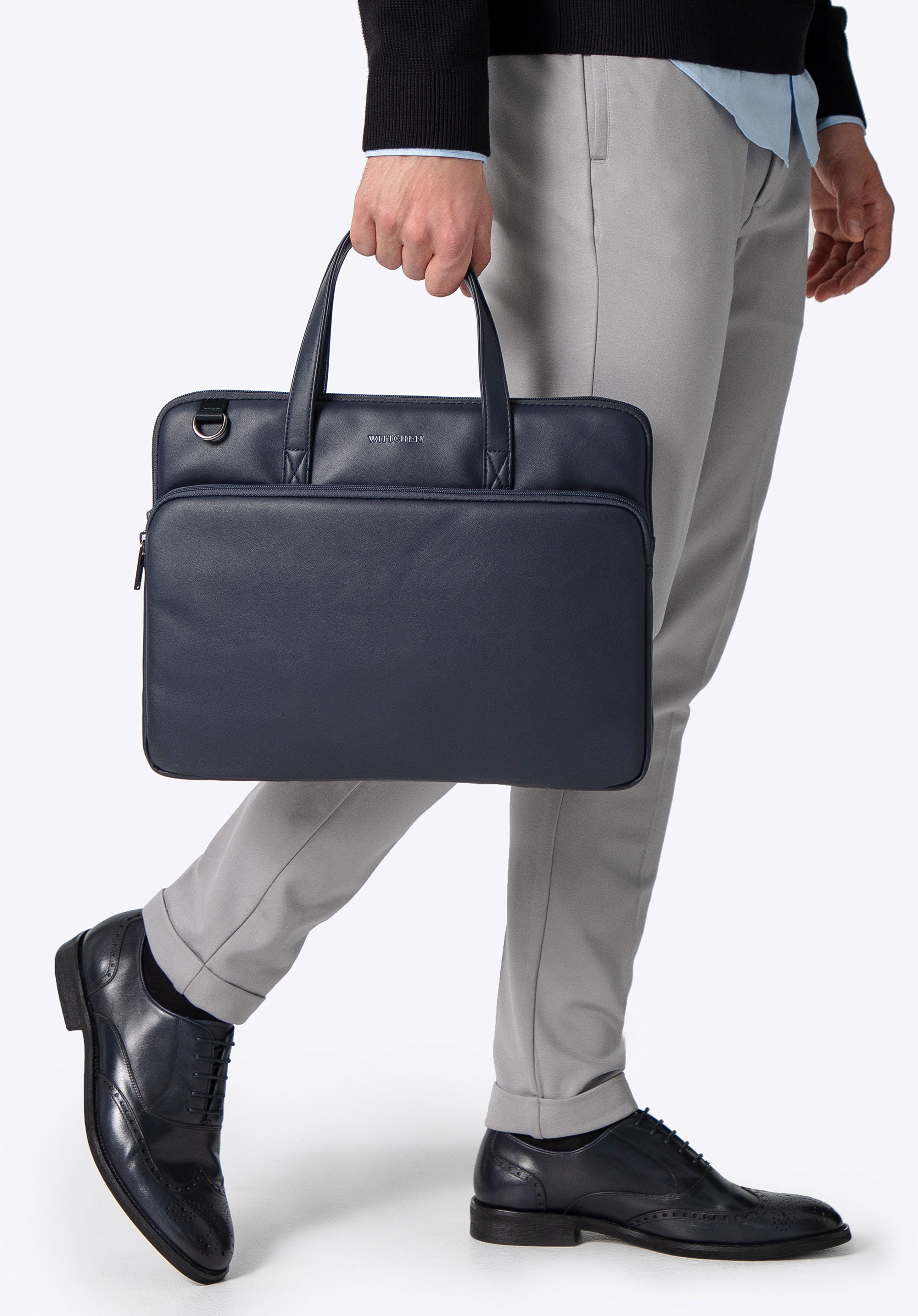 16“ Laptop-Tasche aus Öko-Leder für Herren, dunkelblau, 100-3P-900-7, Bild 1