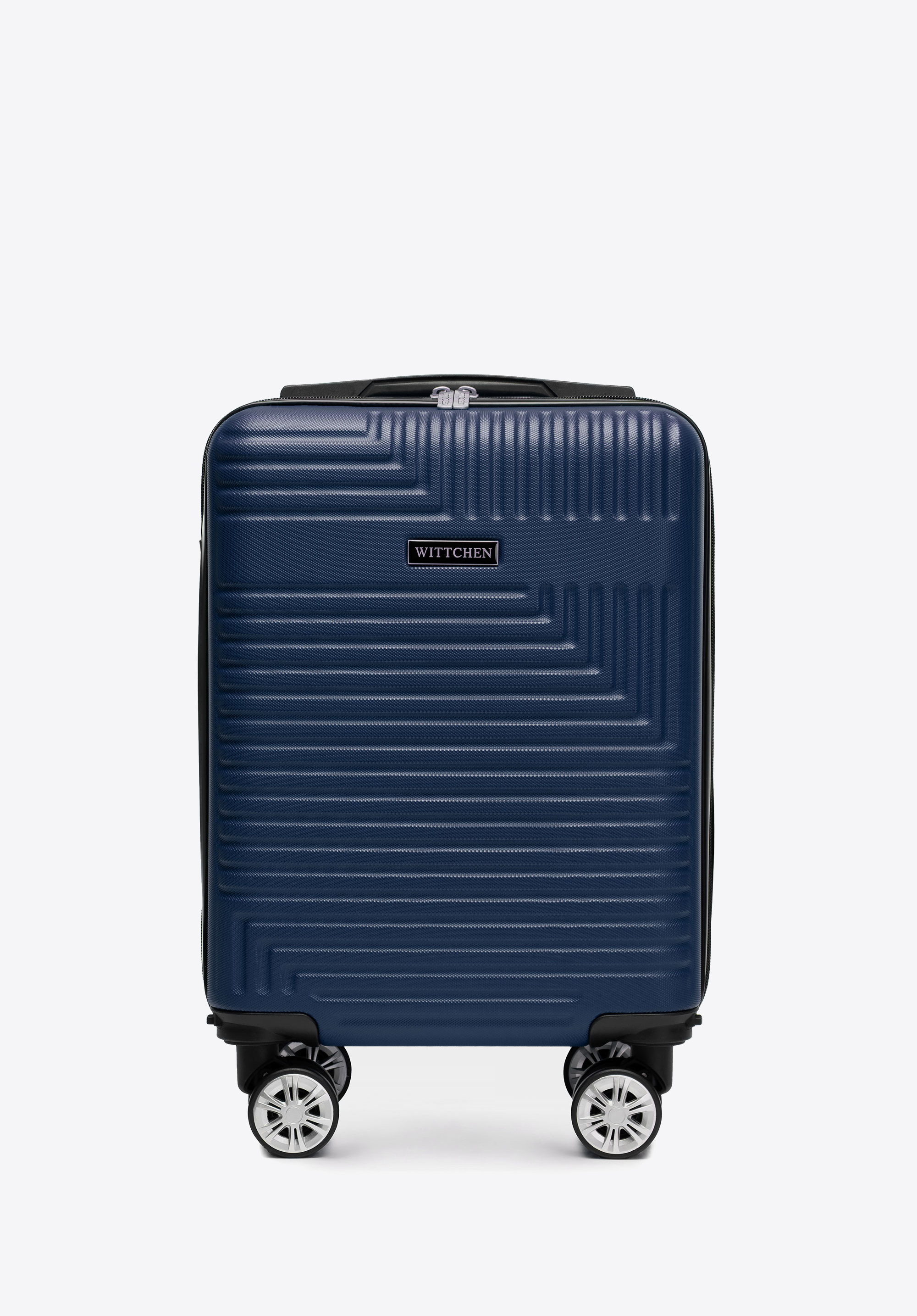 ABS-Kabinenkoffer mit abnehmbaren Rollen und geometrischem Muster, dunkelblau, 56-3A-281-90B, Bild 1