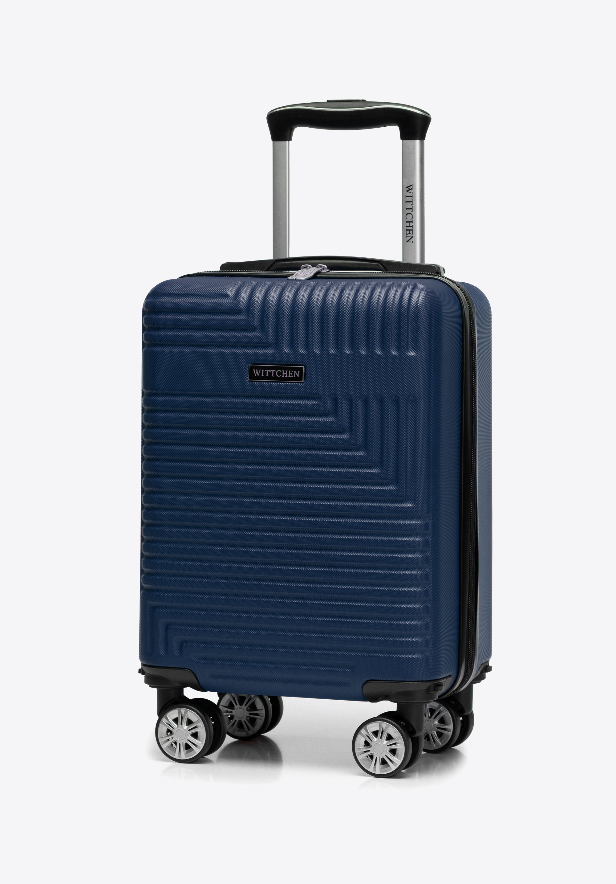 ABS-Kabinenkoffer mit abnehmbaren Rollen und geometrischem Muster, dunkelblau, 56-3A-281-90B, Bild 1