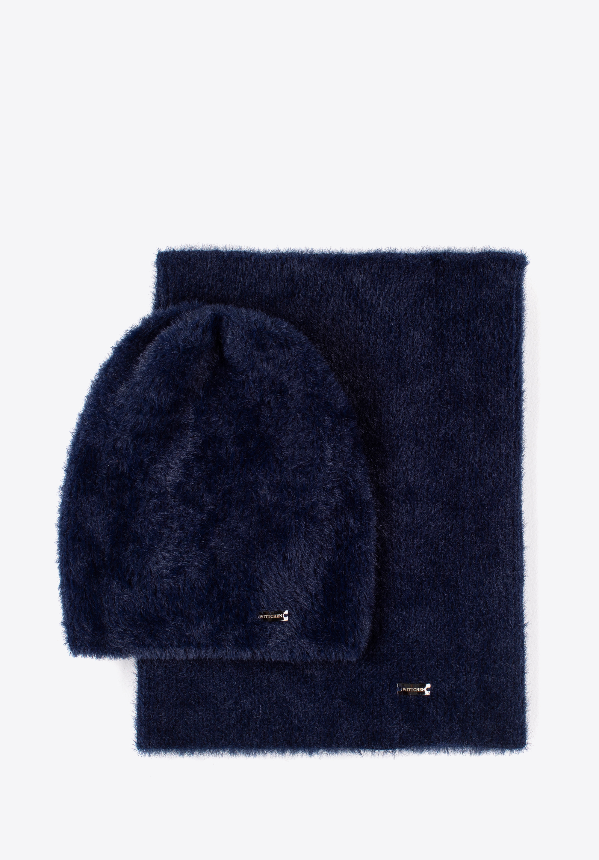 Damen-Winterset aus weichem Strick, dunkelblau, 99-SF-005-7, Bild 1