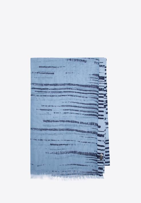 Damenschal aus Baumwolle mit unregelmäßigen Streifen, dunkelblau-blau, 97-7D-X01-X1, Bild 1