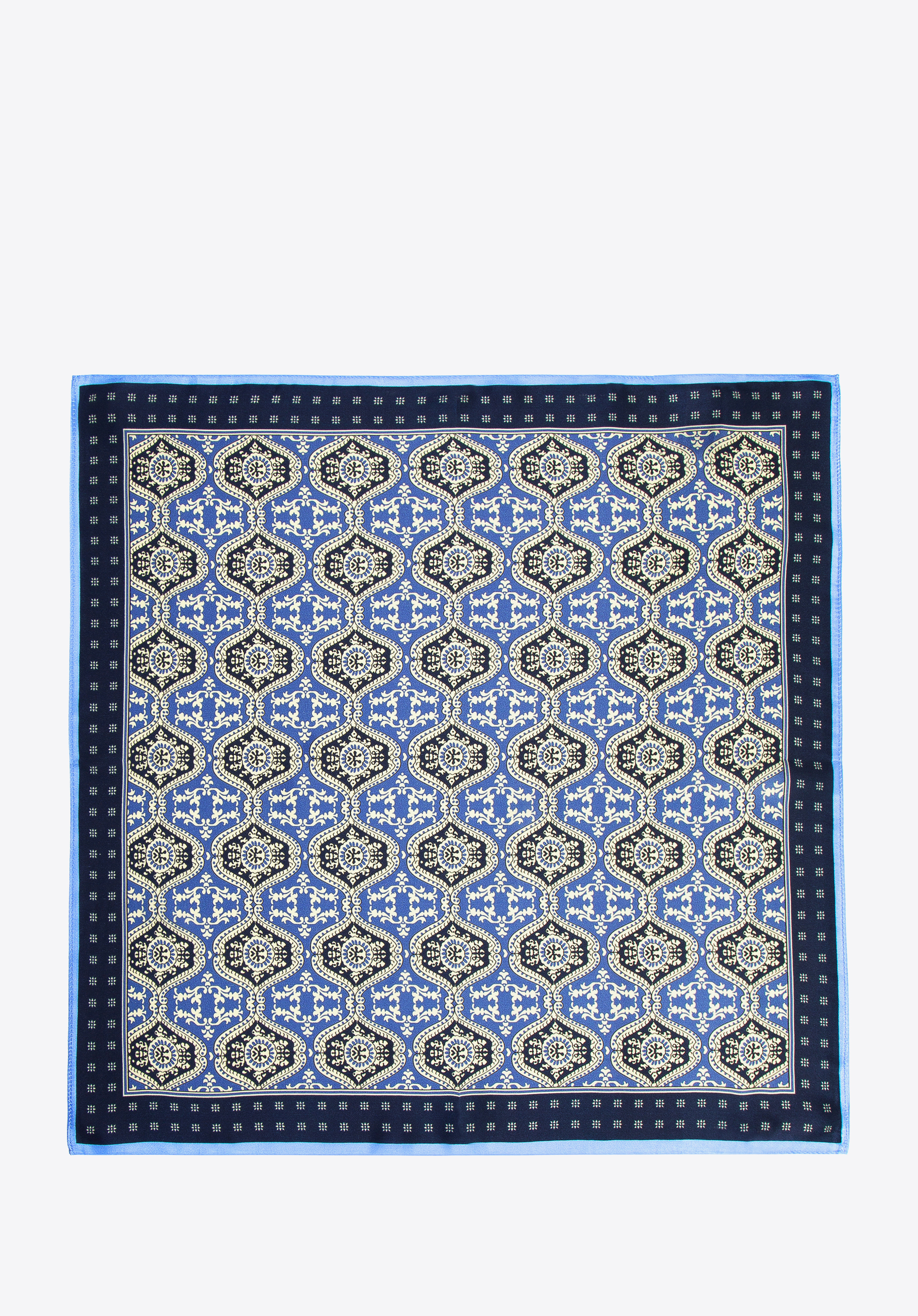 Gemusterter Seidenschal für Damen, dunkelblau-blau, 97-7D-S01-X4, Bild 1