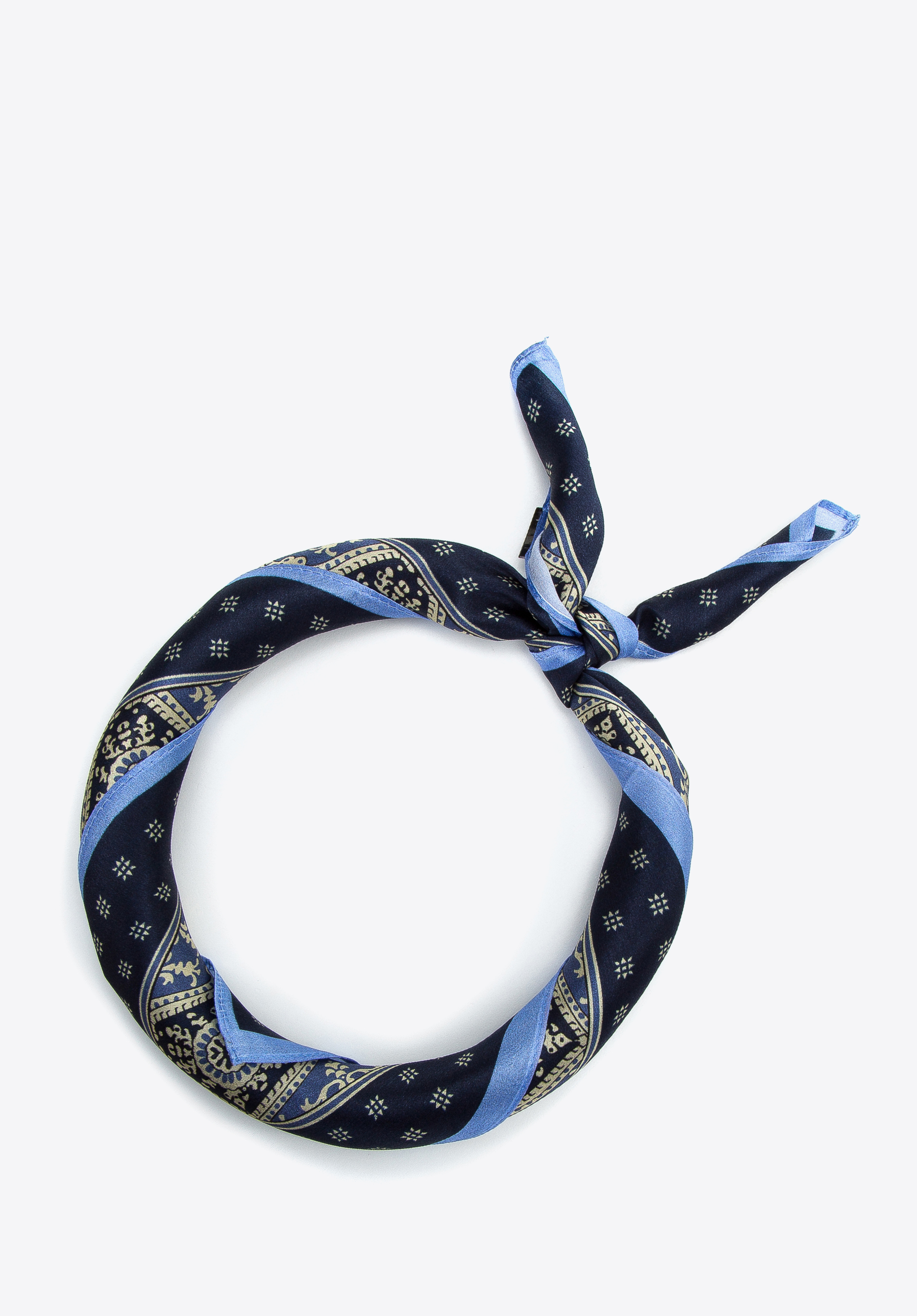 Gemusterter Seidenschal für Damen, dunkelblau-blau, 97-7D-S01-X4, Bild 1