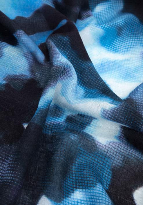 Gemusterter Damenschal mit Wolle, dunkelblau-blau, 95-7D-X05-X1, Bild 3
