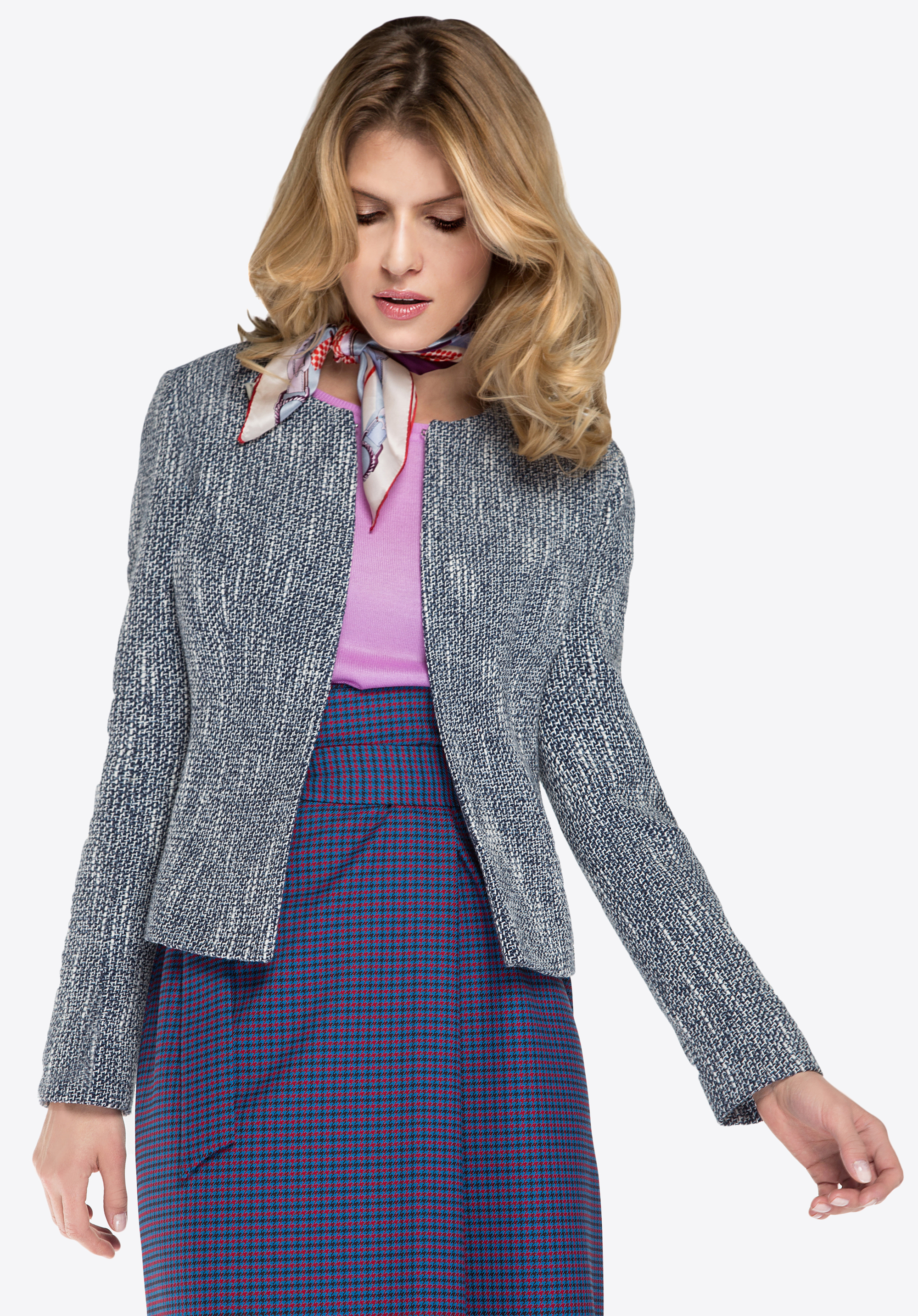 Jacke für Damen aus Baumwolle, dunkelblau-blau, 86-9W-103-7-XL, Bild 1