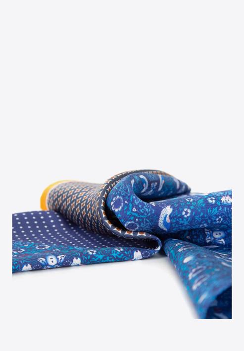 Set: Krawatte und zwei Einstecktücher aus Seide, dunkelblau-blau, 91-7Z-001-X1, Bild 11