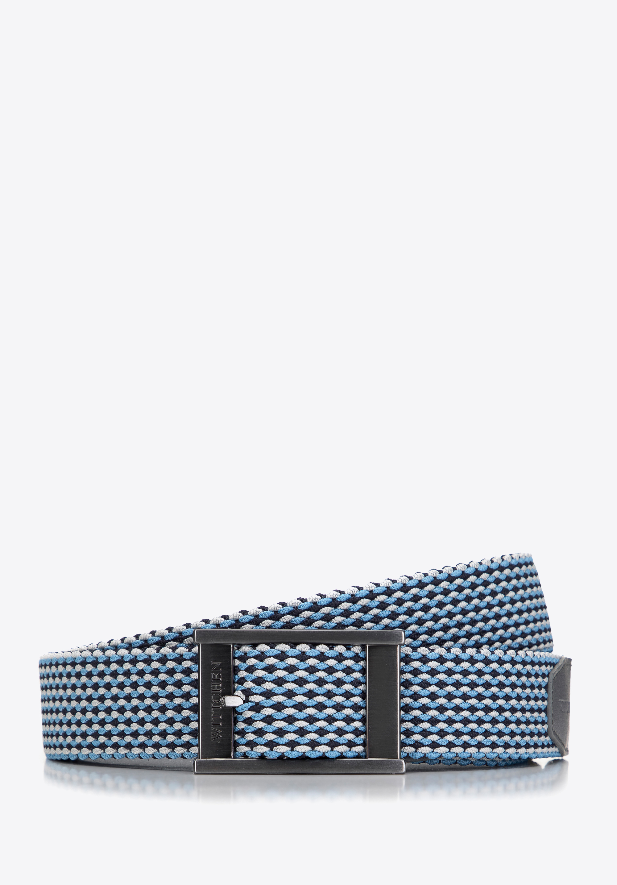 Geflochtener doppelseitiger Herrengürtel, dunkelblau-blau, 98-8M-001-1-12, Bild 1