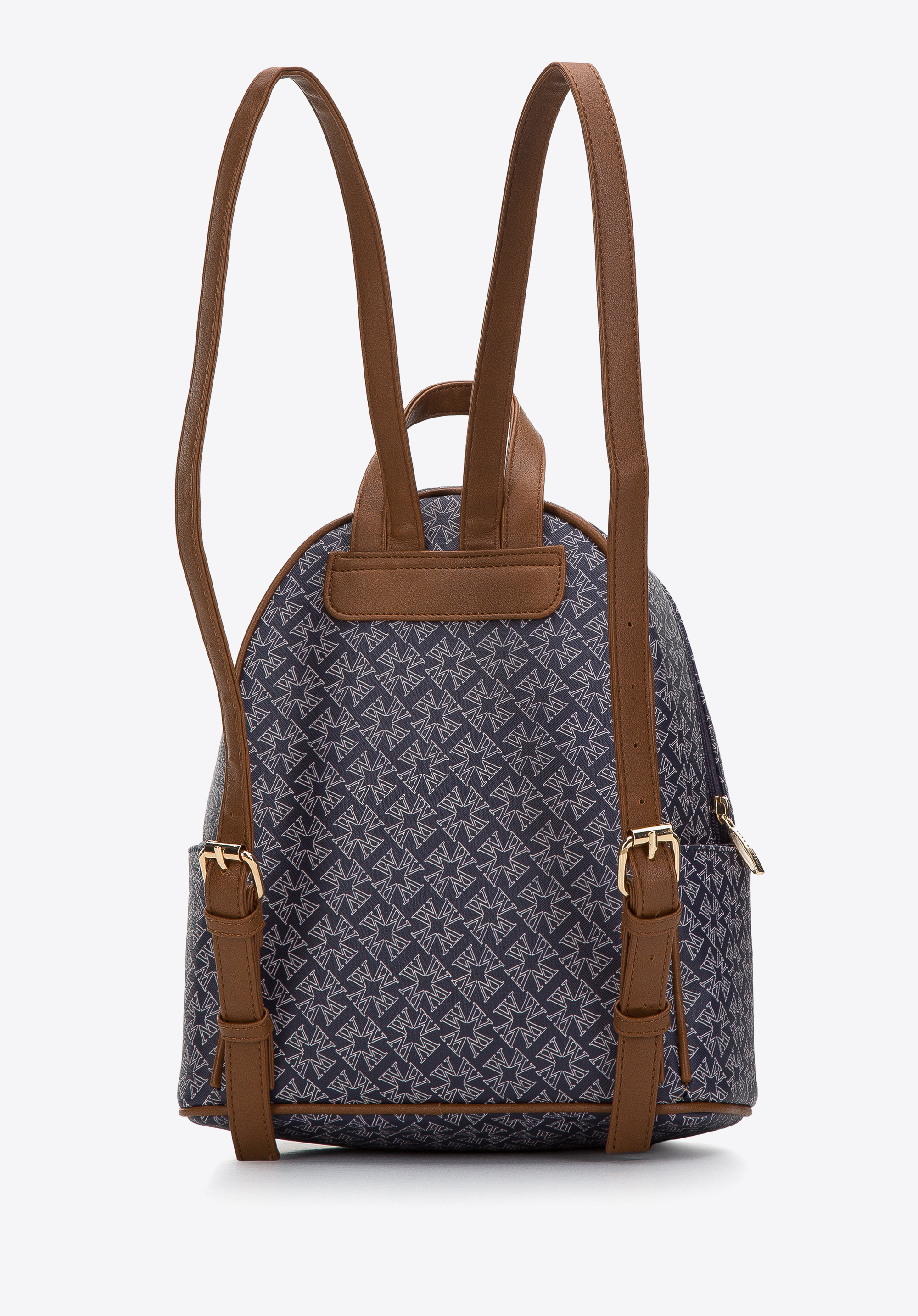 Damen-Rucksack aus Öko-Leder mit Monogramm, dunkelblau-braun, 97-4Y-237-7, Bild 1