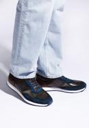 Sneakers für Herren aus zwei Lederarten, dunkelblau-braun, 96-M-711-4-42, Bild 15
