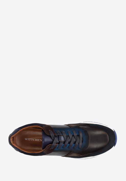 Sneakers für Herren aus zwei Lederarten, dunkelblau-braun, 96-M-711-N-40, Bild 5