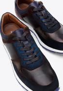 Sneakers für Herren aus zwei Lederarten, dunkelblau-braun, 96-M-711-4-43, Bild 7