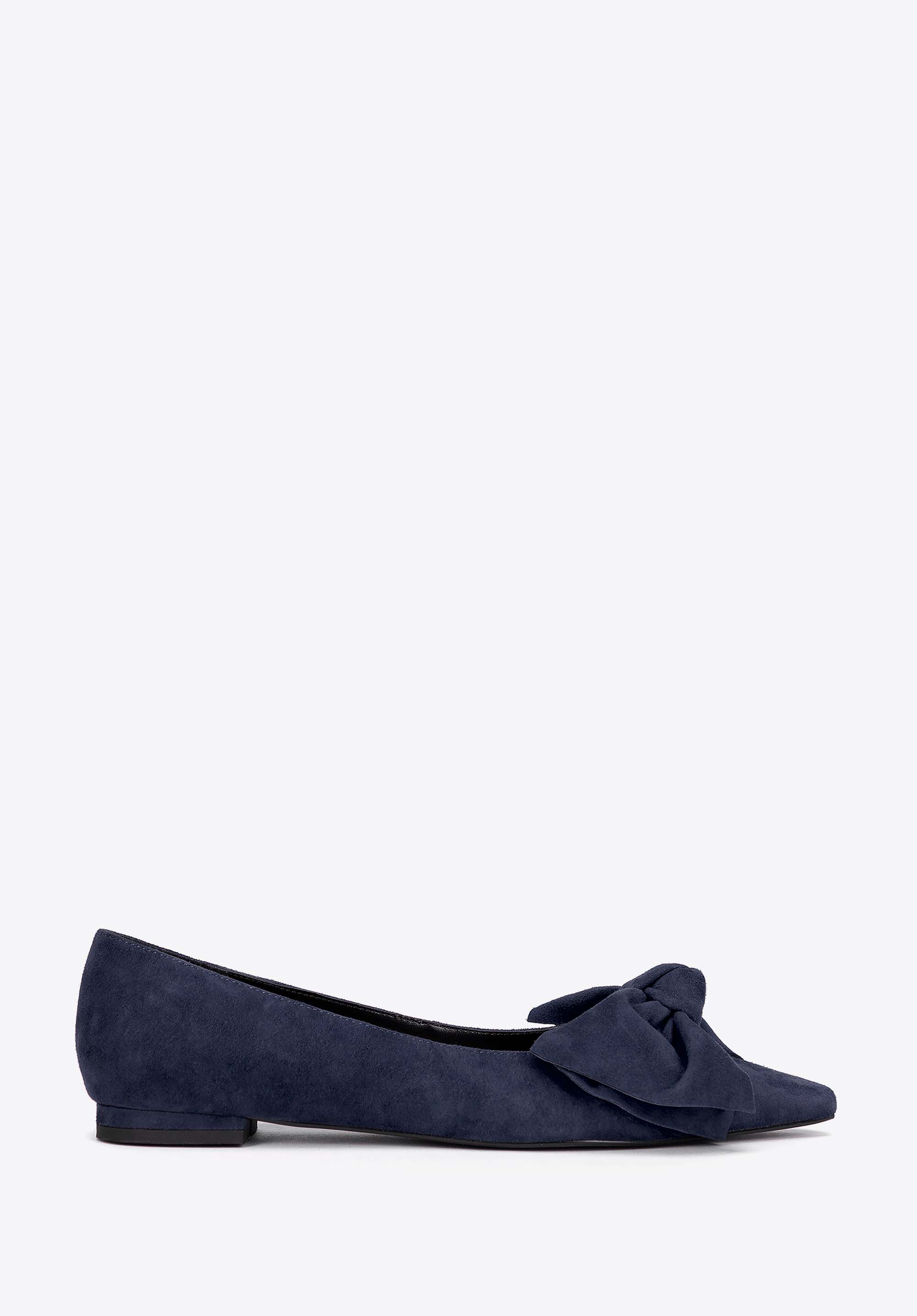 Damen-Ballerinas aus Wildleder mit Schleifendetail, dunkelblau, 99-D-600-N-39, Bild 1