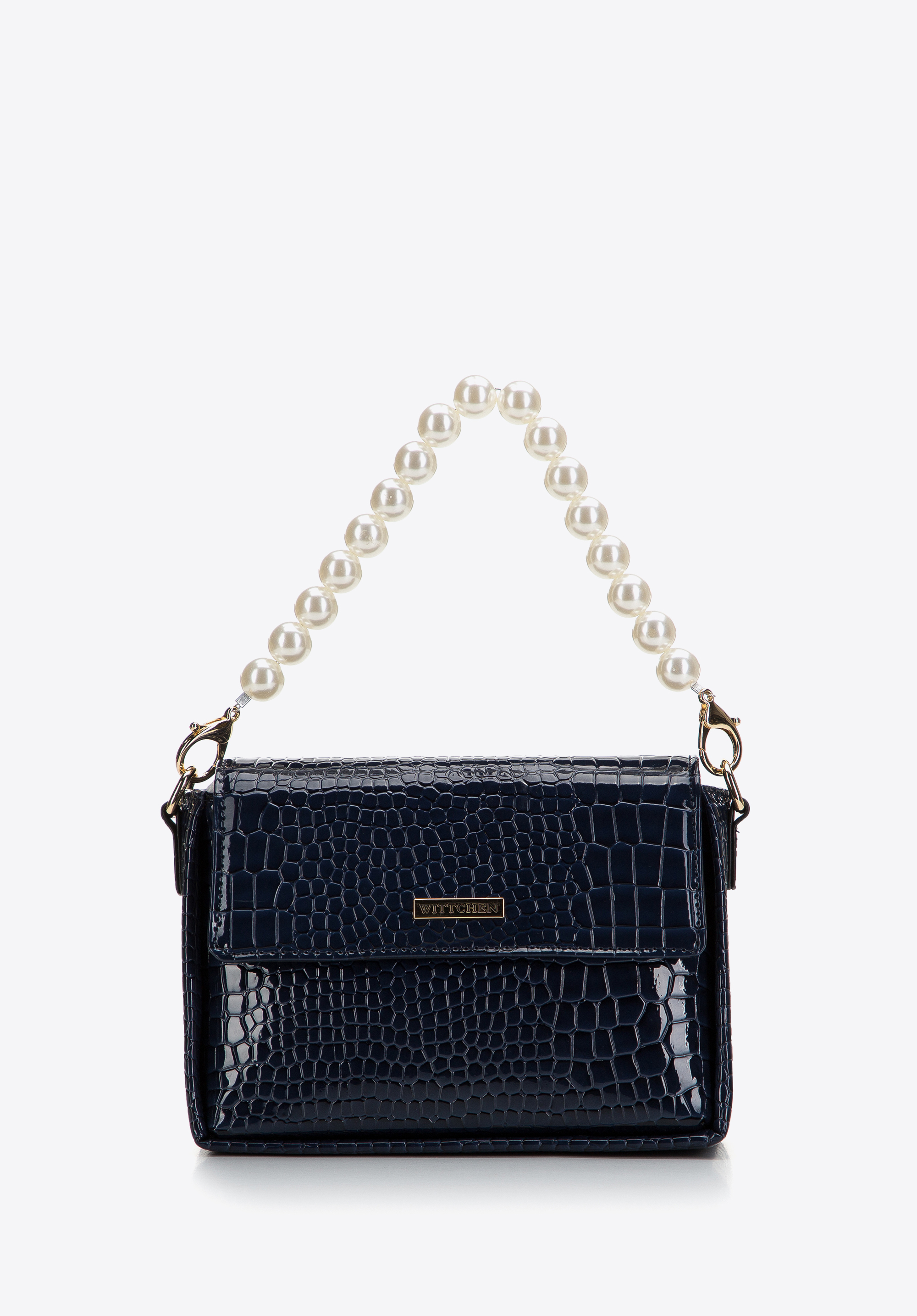 Kleine Damen-Handtasche Perlenhenkel