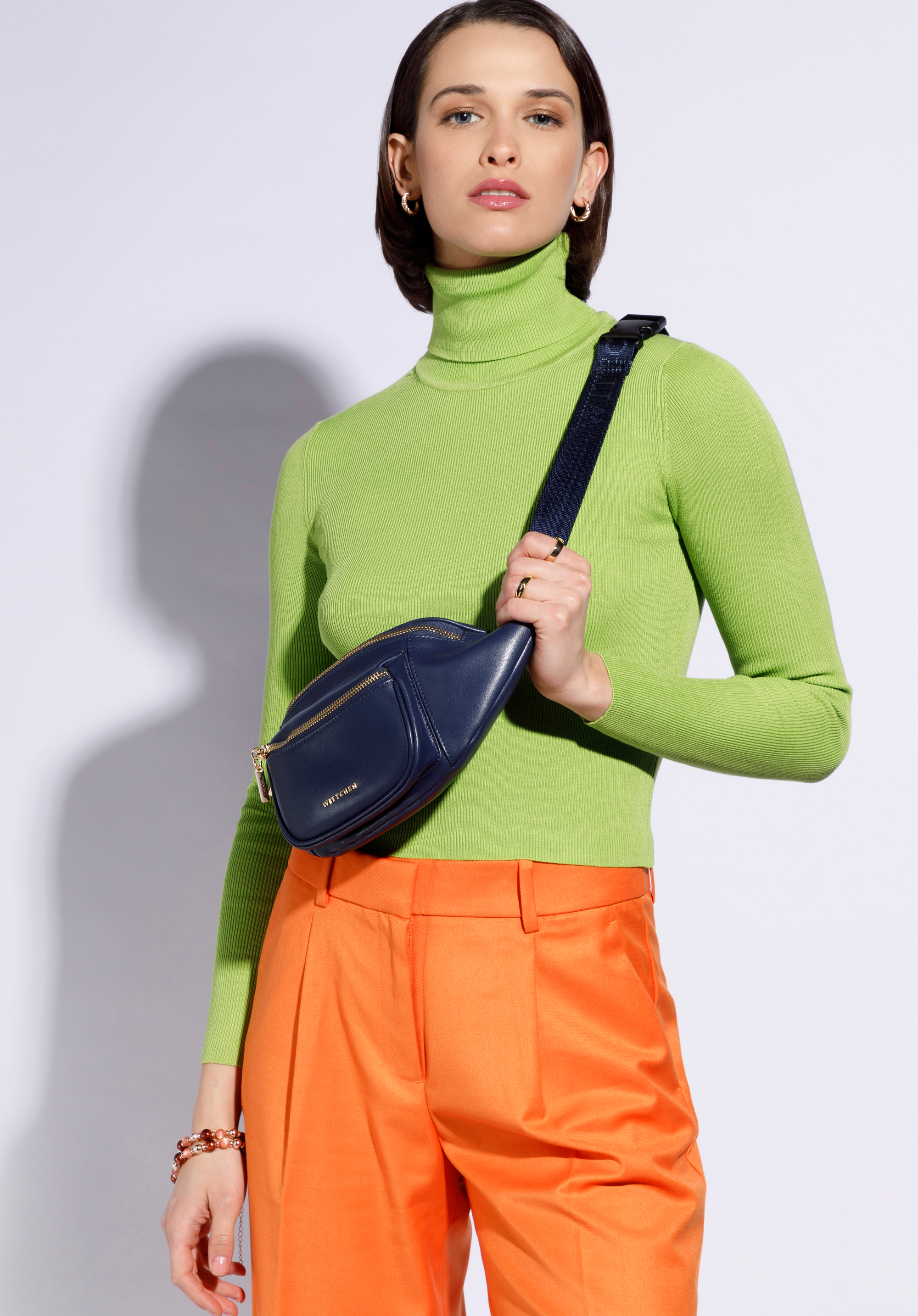 Gürteltasche aus Leder mit Tasche, dunkelblau, 96-4E-616-7, Bild 1