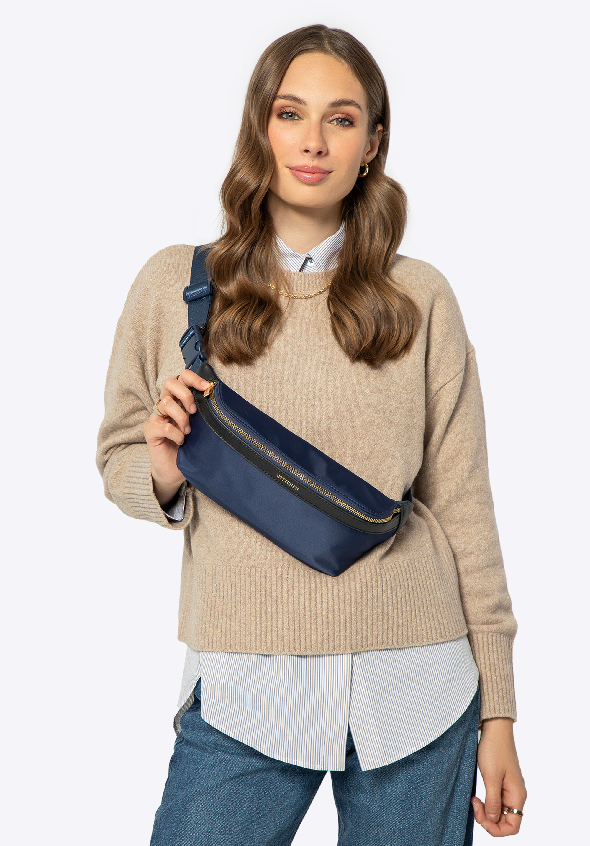 Damen-Gürteltasche aus Nylon, dunkelblau, 99-3Y-105-7, Bild 1