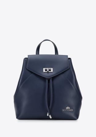 Damen-Lederrucksack mit Nähten, dunkelblau, 95-4E-623-7, Bild 1