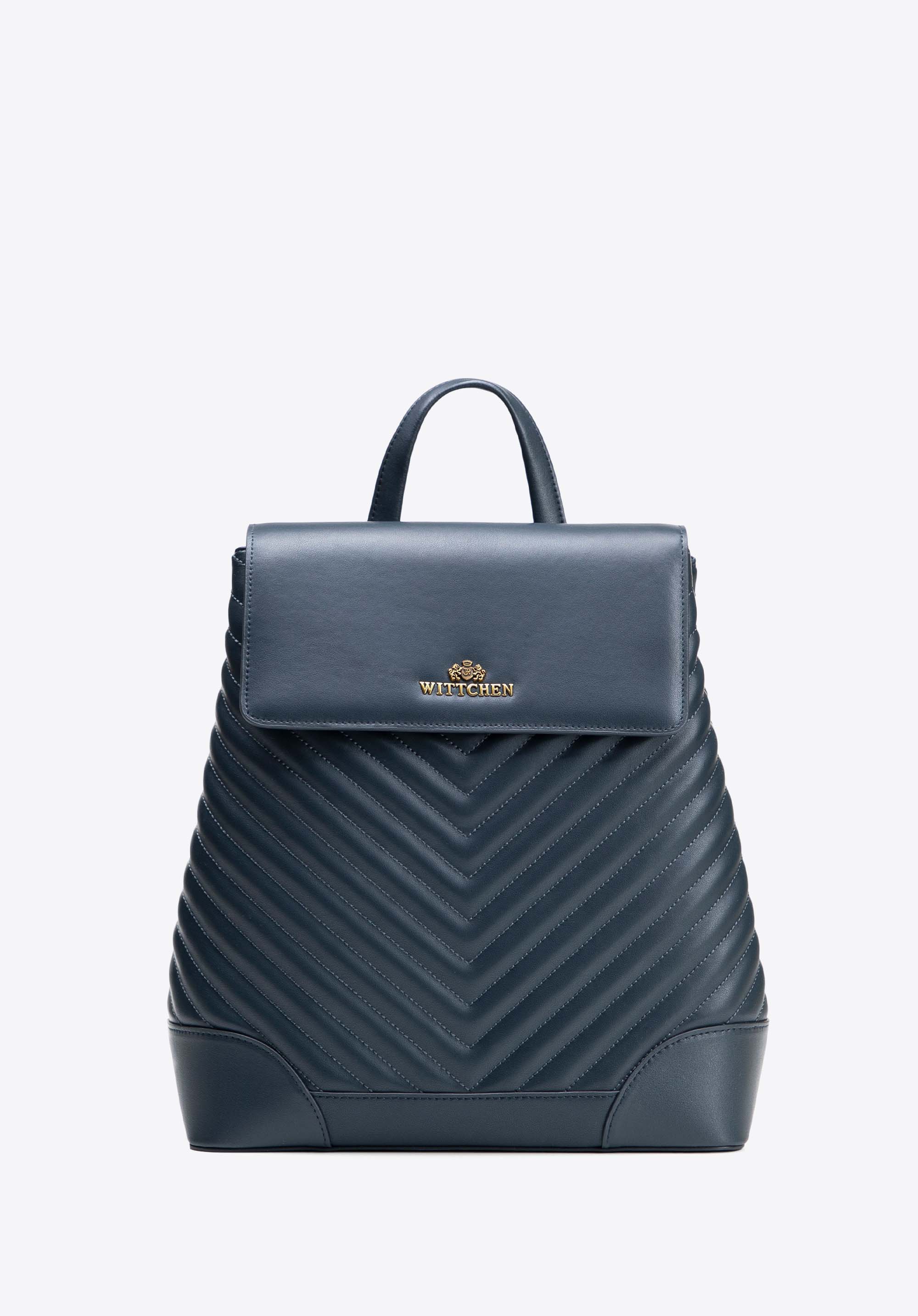 Damen-Lederrucksack mit Ziernähten, dunkelblau, 102-4E-206-7, Bild 1