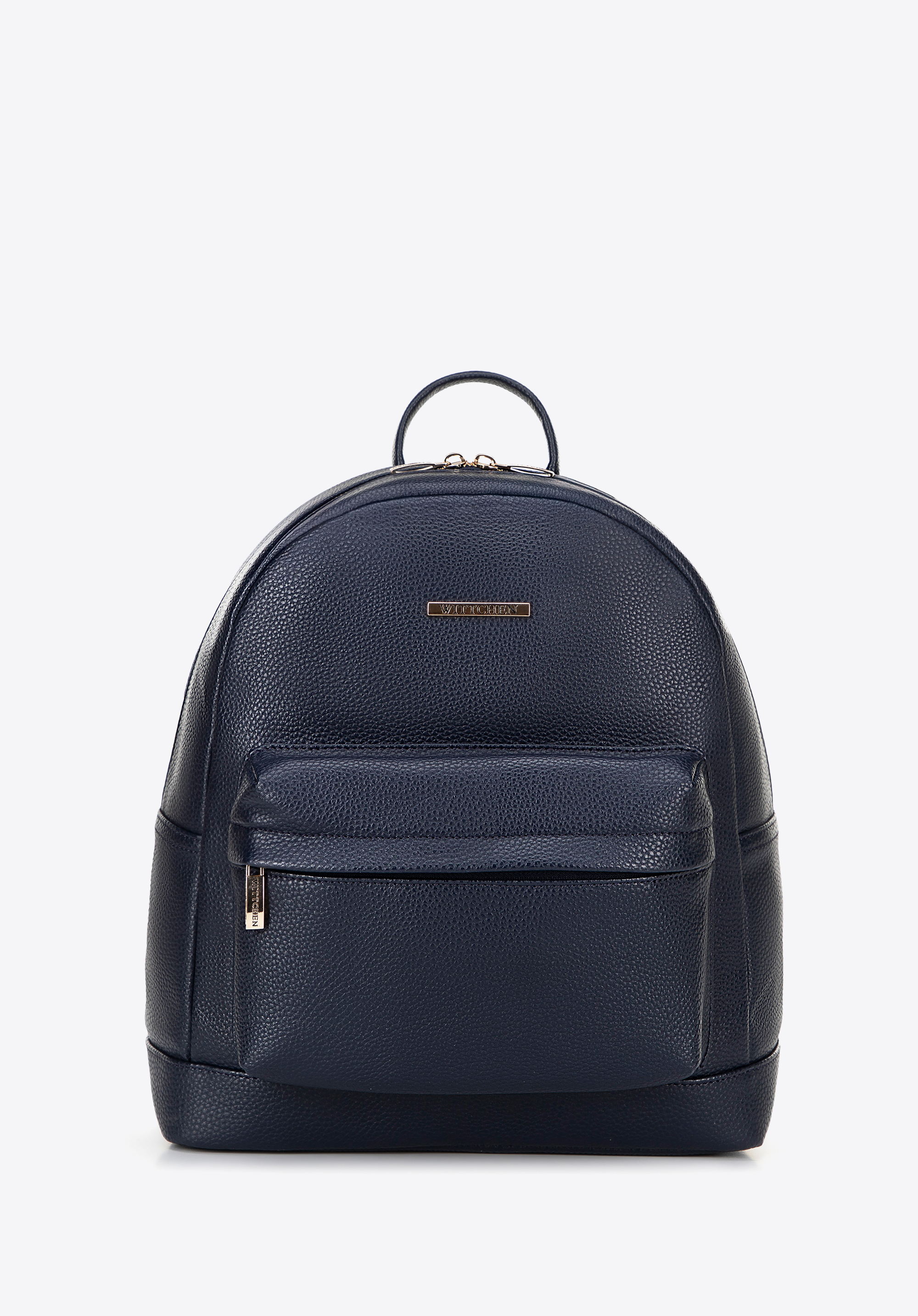 Damen-Rucksack aus Öko-Leder mit praktischer Tasche, dunkelblau, 100-4Y-001-7, Bild 1