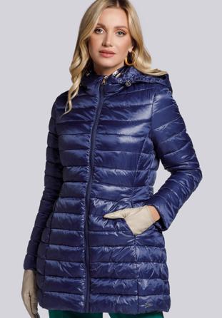 Damen-Steppjacke mit Kapuze, dunkelblau, 93-9N-102-N-L, Bild 1