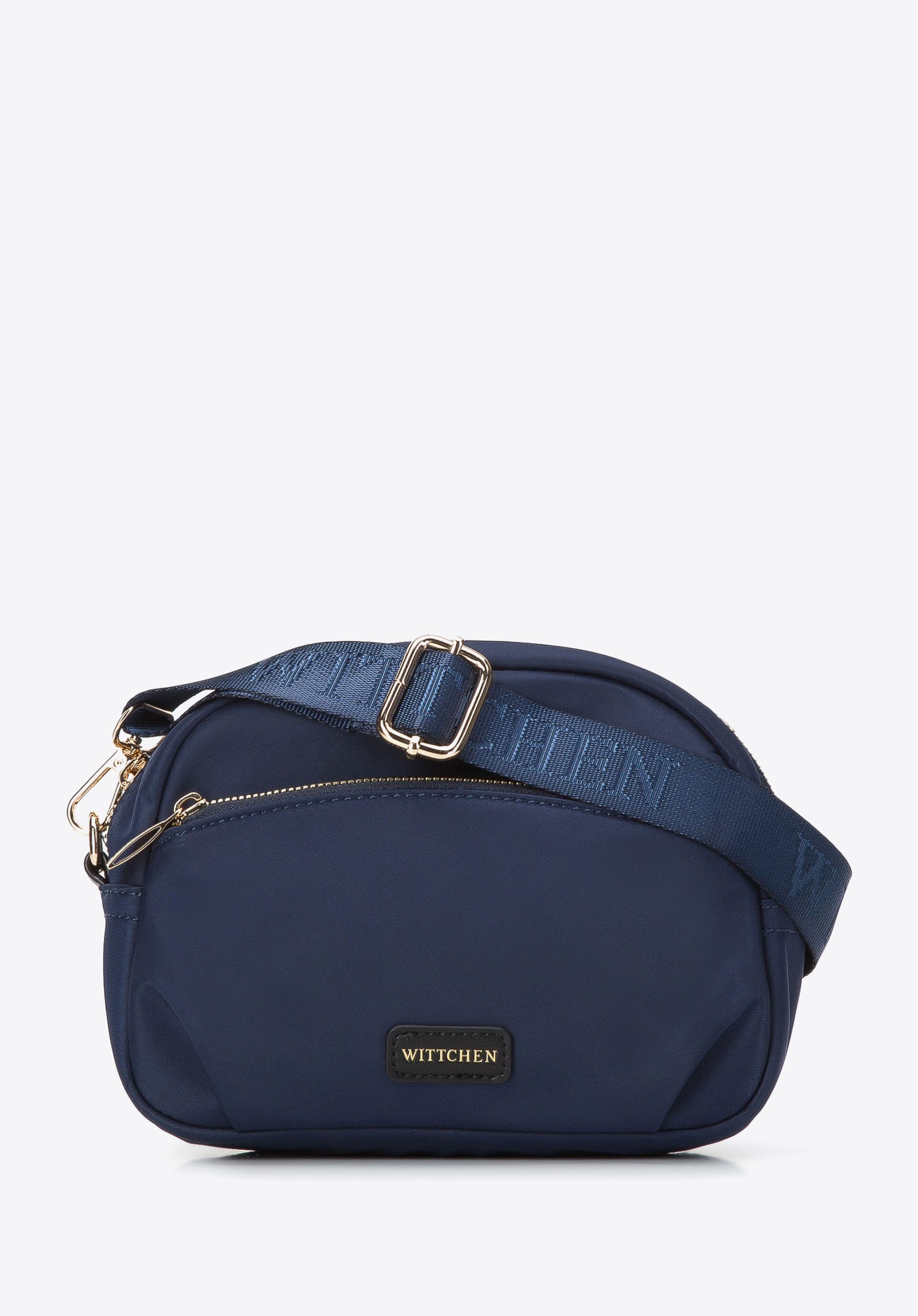 Damen-Umhängetasche aus Nylon mit Vordertasche, dunkelblau, 97-4Y-106-7, Bild 1