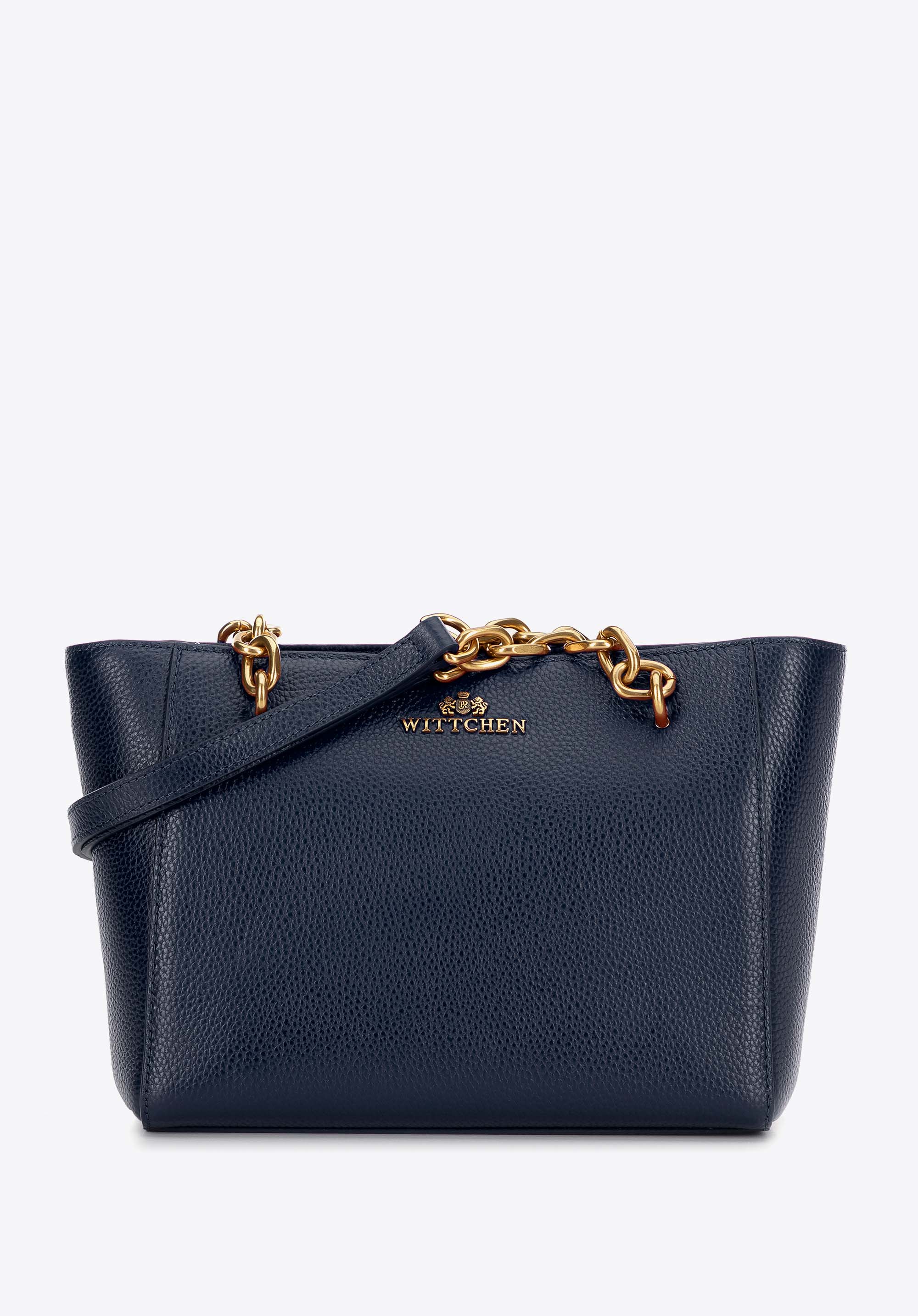 Damenhandtasche aus Leder, dunkelblau, 100-4E-604-7, Bild 1
