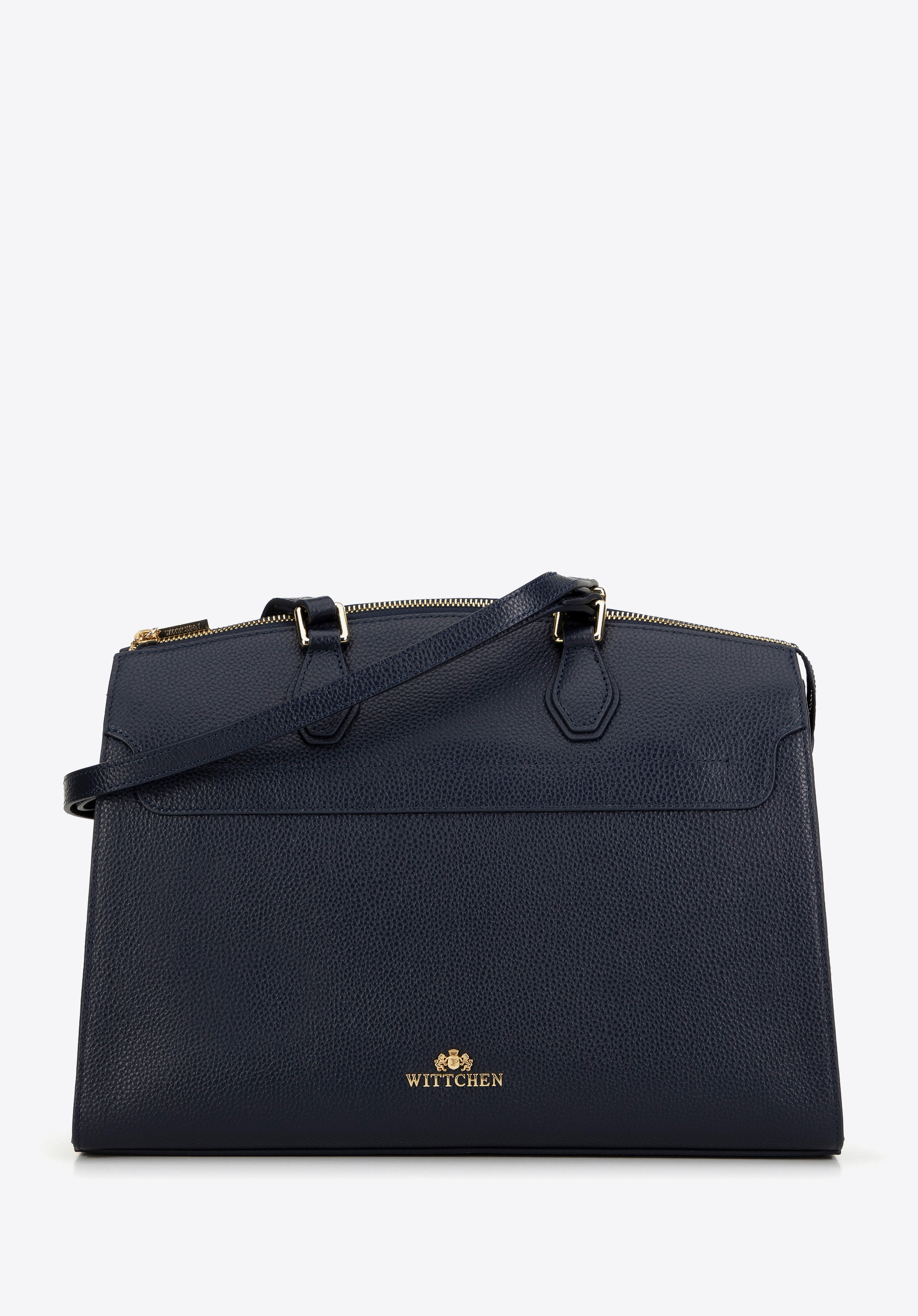 Damenhandtasche aus Leder, dunkelblau, 99-4E-621-7, Bild 1