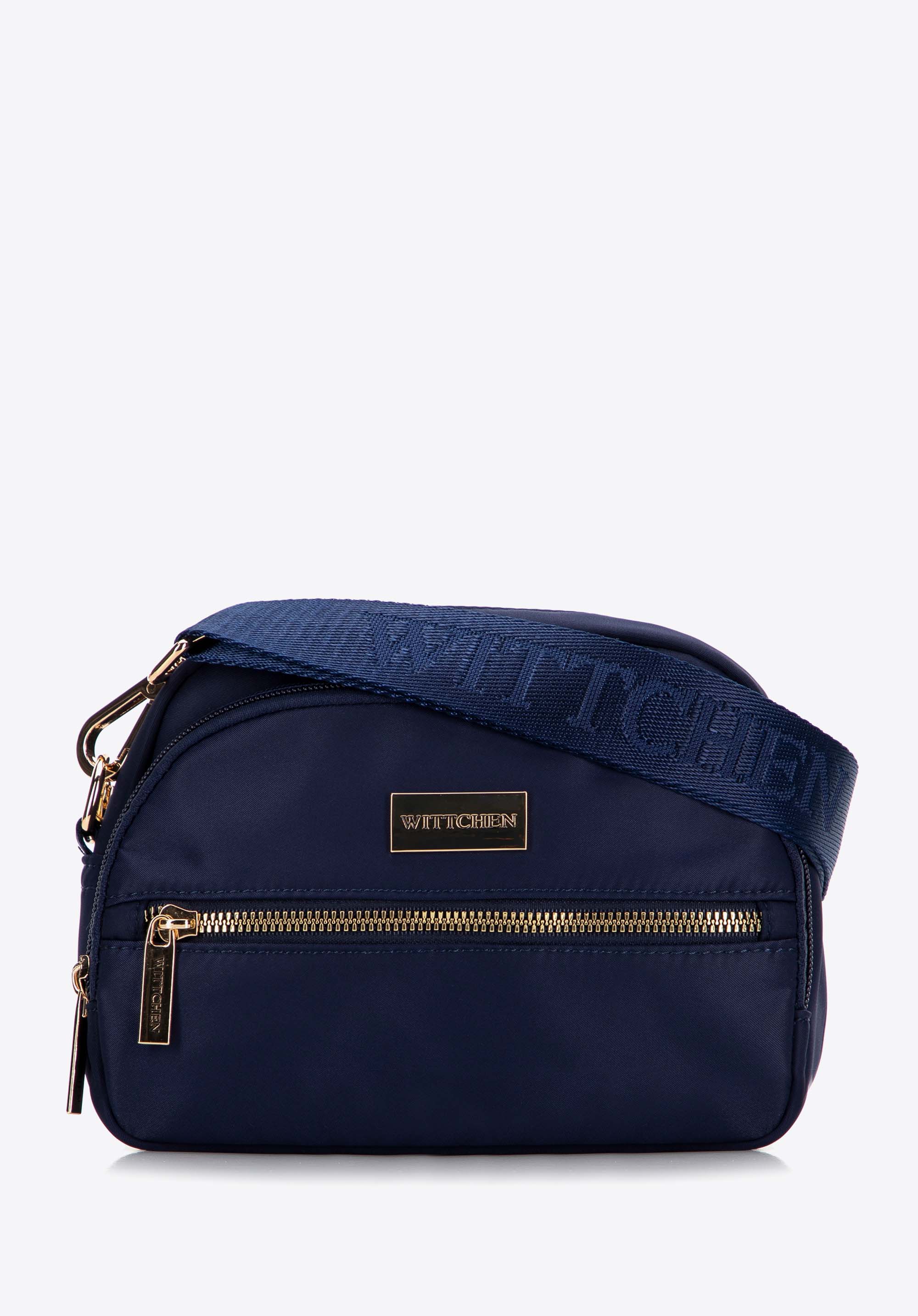 Damenhandtasche aus Nylon mit zwei Fächern, dunkelblau, 29-4P-203-90, Bild 1