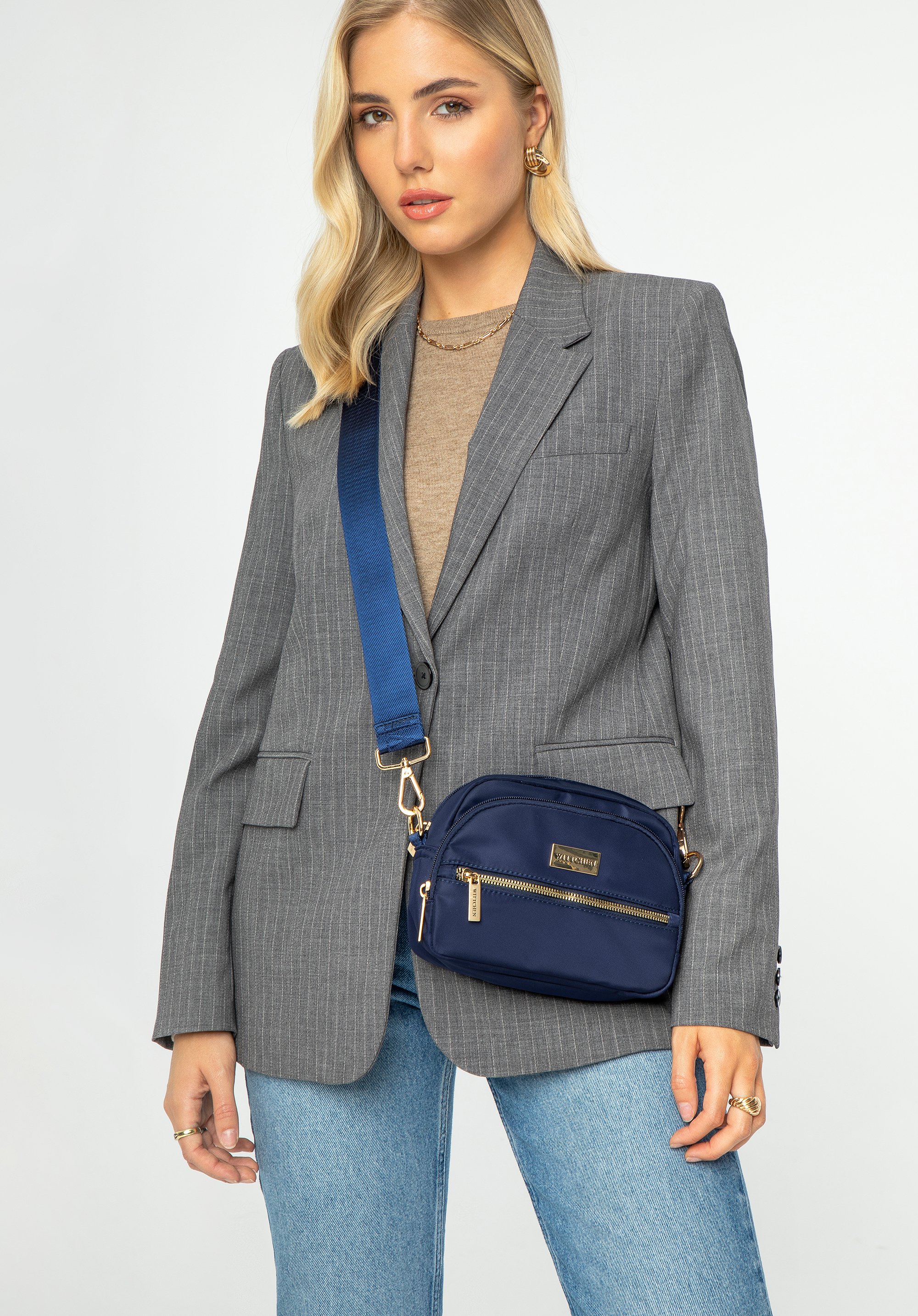Damenhandtasche aus Nylon mit zwei Fächern, dunkelblau, 29-4P-203-90, Bild 1