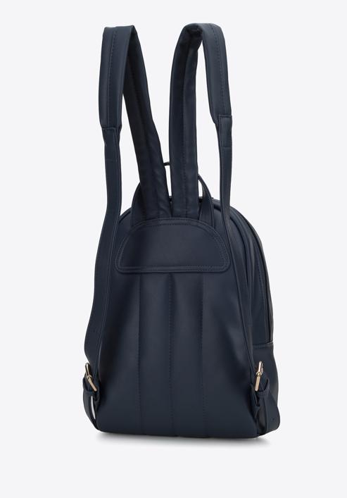 Damenrucksack mit verbrämten Tasche, dunkelblau, 95-4Y-518-Z, Bild 2