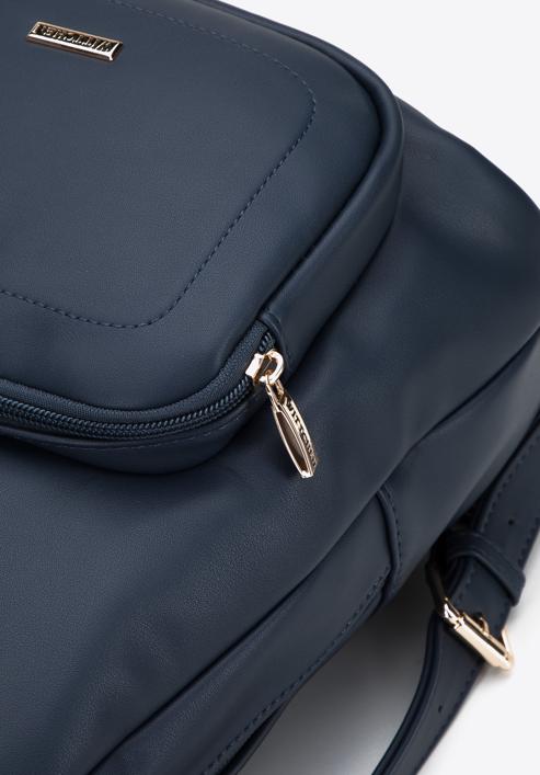 Damenrucksack mit verbrämten Tasche, dunkelblau, 95-4Y-518-Z, Bild 4