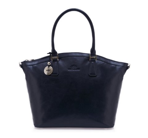 Elegante Shopper-Tasche aus Leder, dunkelblau, 35-4-011-7, Bild 1