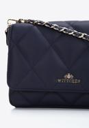 Damentasche aus gestepptem Leder mit Kettenklappe, dunkelblau, 97-4E-031-9, Bild 4