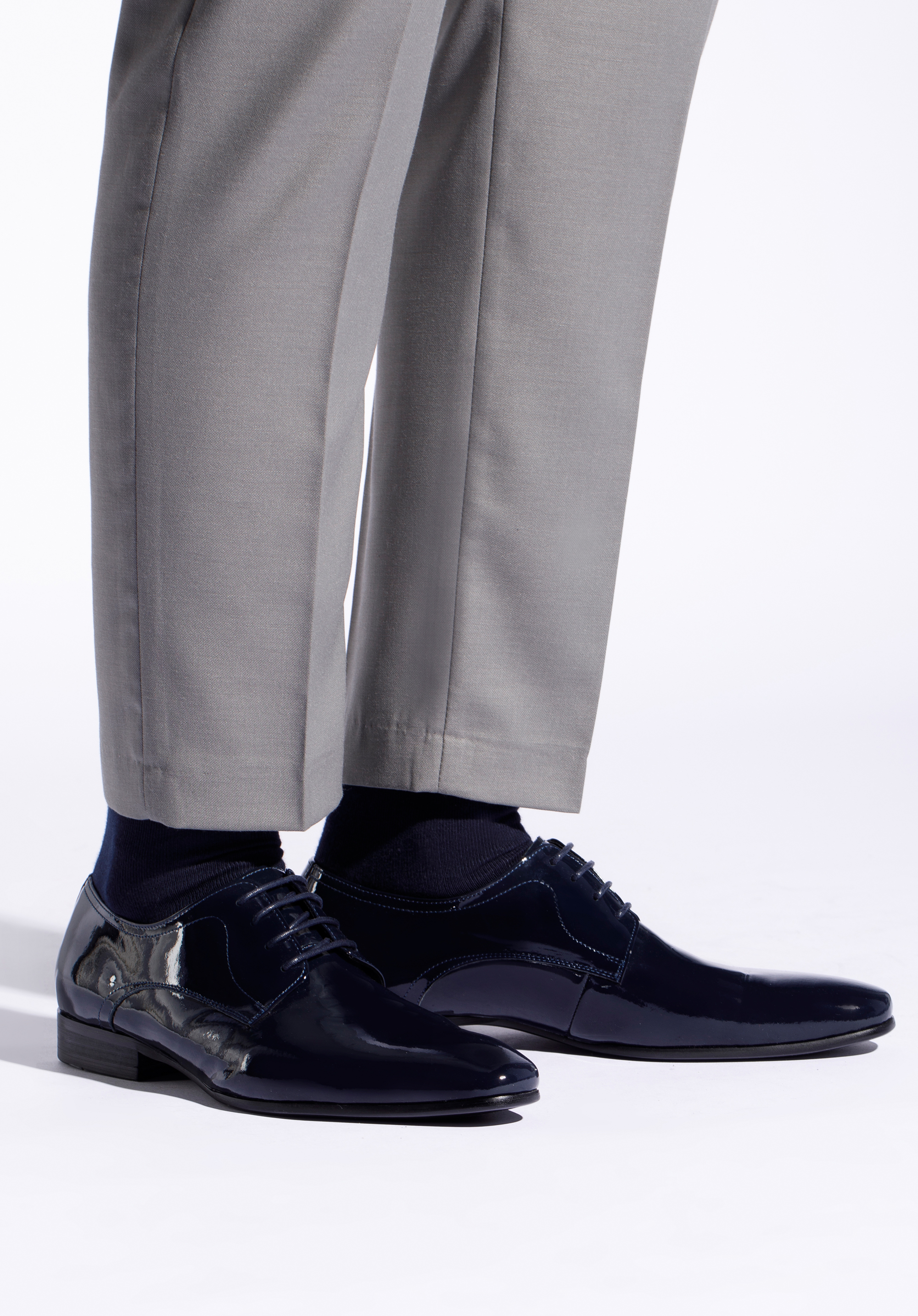 Derby-Schuhe aus Lackleder für Herren, dunkelblau, 96-M-502-N-40, Bild 1
